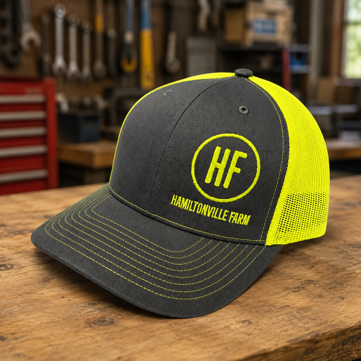 HIGH VIS Yellow Neon HF Circle Logo Hat